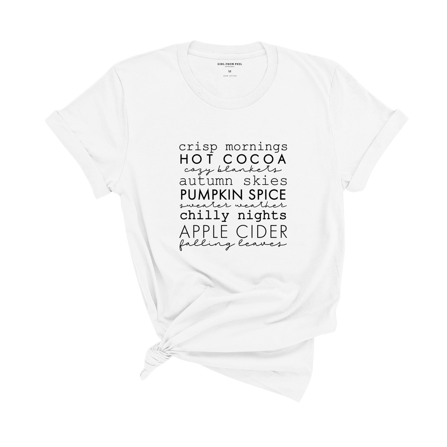 Crisp Mornings Hot Cocoa Tee - Girl From Peel Apparel - T-Shirt